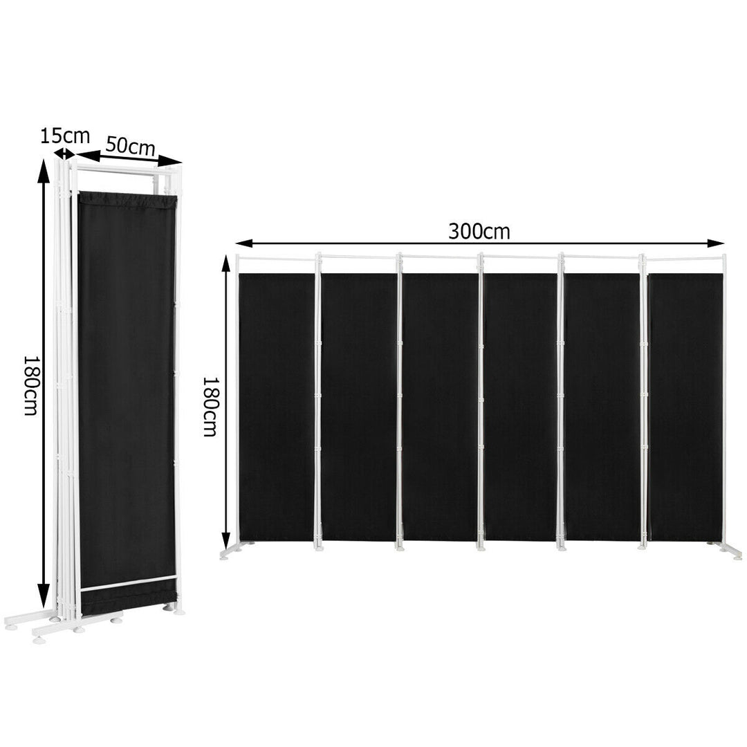 Room Divider with Adjustable Foot Pads-Black