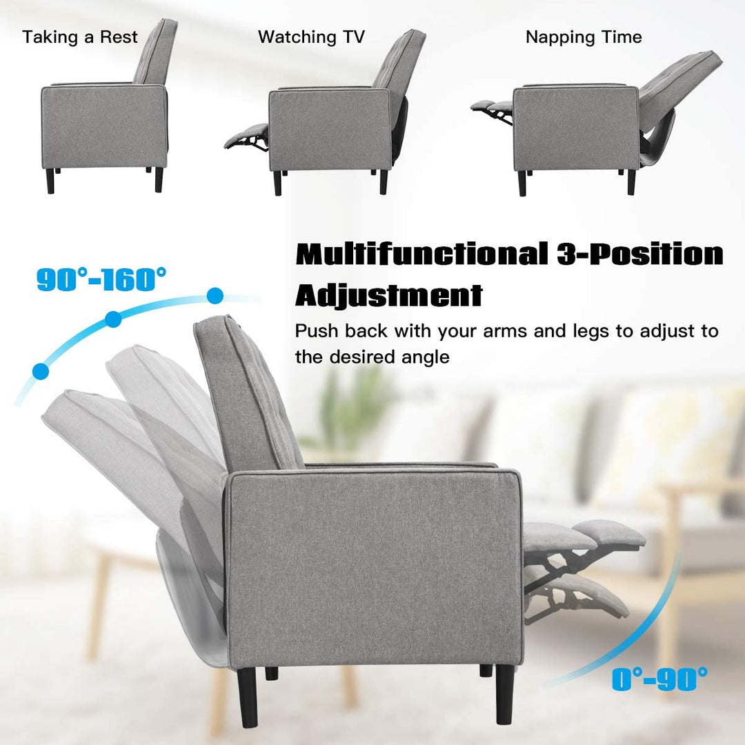 Adjustable Sofa Chair Seat with Extendable Footrest-Grey
