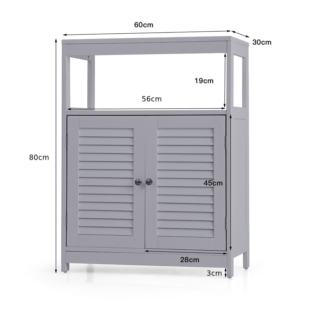 Bathroom Floor Cabinet with Double Shutter Door and Adjustable Shelf-Grey