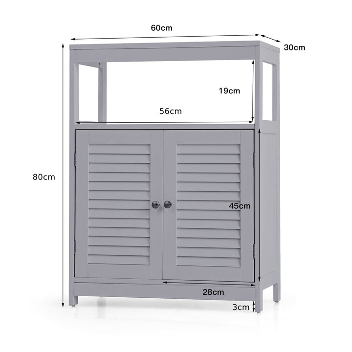 Bathroom Floor Cabinet with Double Shutter Door and Adjustable Shelf-Grey