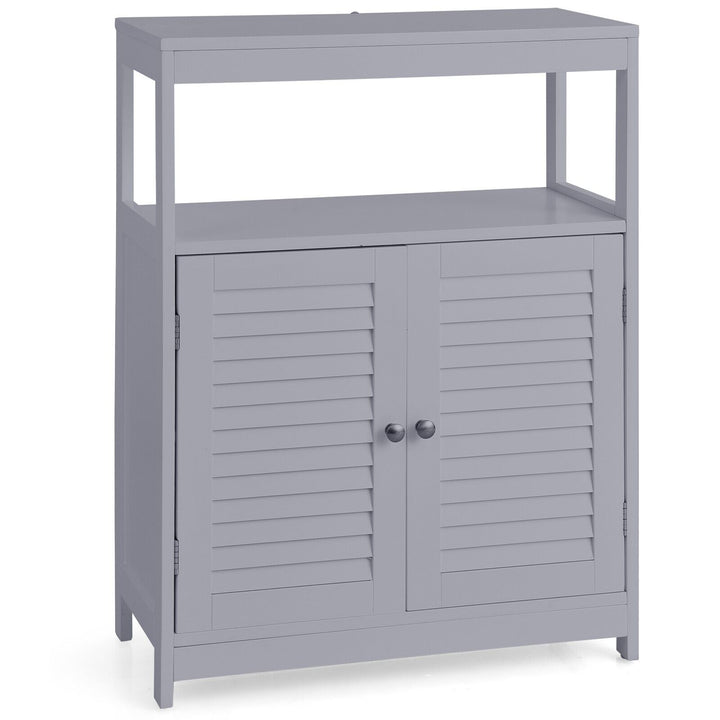 Bathroom Floor Cabinet with Double Shutter Door and Adjustable Shelf-Grey