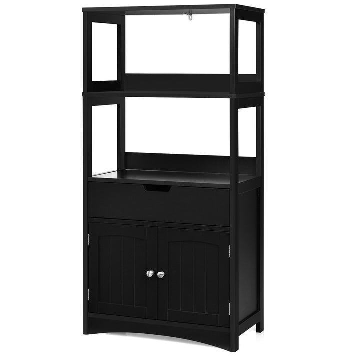 Multipurpose Storage Cabinet with Drawer for Bathroom-Black