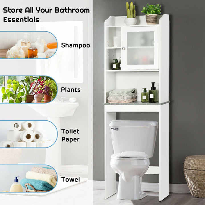 Over-The-Toilet Cabinet with Open Shelves and Door