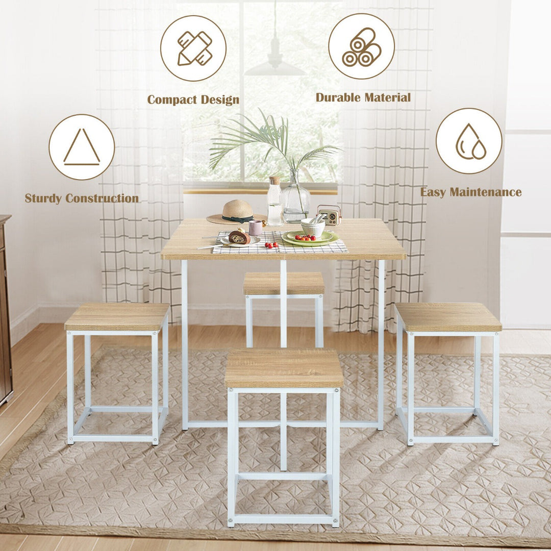 5 Piece Square Dining Table and Chair Set for Dining Room Kitchen Bar-Natural