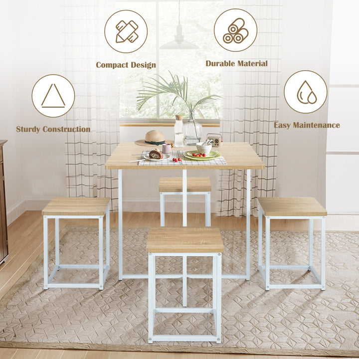 5 Piece Square Dining Table and Chair Set for Dining Room Kitchen Bar-Natural