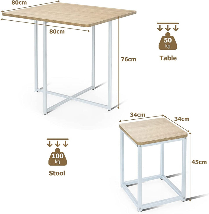 5 Piece Square Dining Table and Chair Set for Dining Room Kitchen Bar-Natural