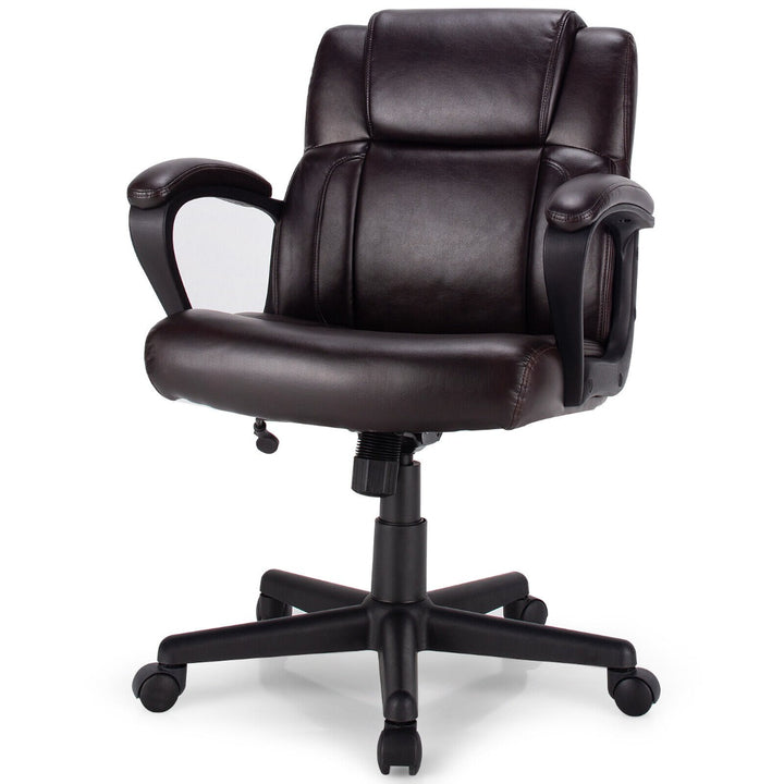 Modern Mid-Back PU Leather Office Chair with Adjustable Height