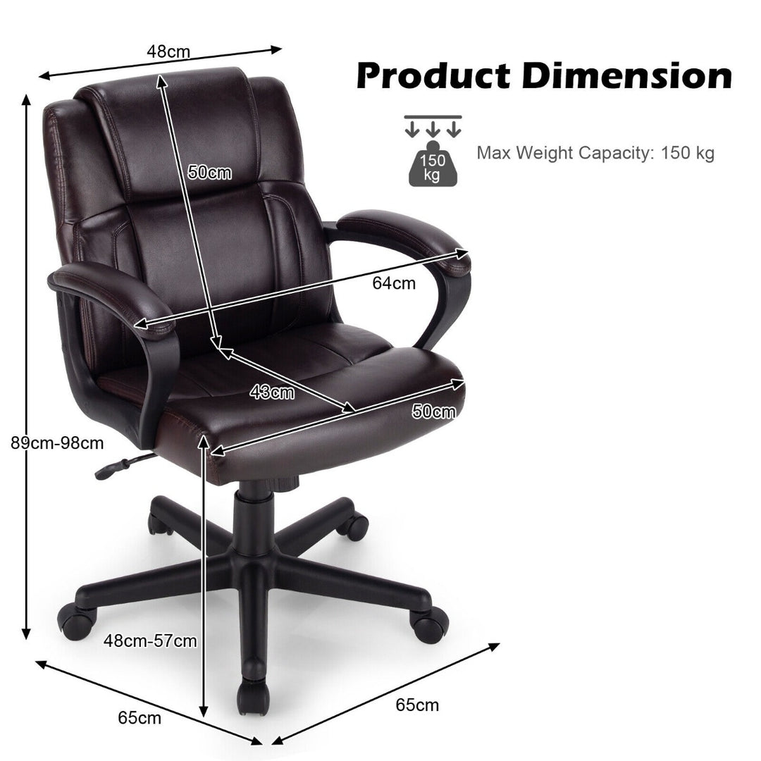 Modern Mid-Back PU Leather Office Chair with Adjustable Height