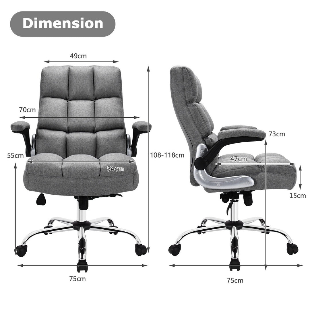 Linen Upholstered Executive Chair with Ergonomic High Back- Grey