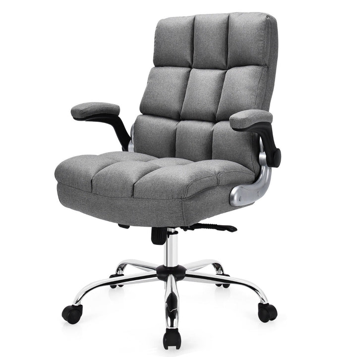 Linen Upholstered Executive Chair with Ergonomic High Back- Grey