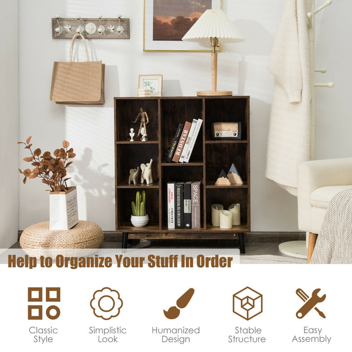 8-Cube Storage Organizer with 2 Anti-Tipping Mechanisms-Dark Brown