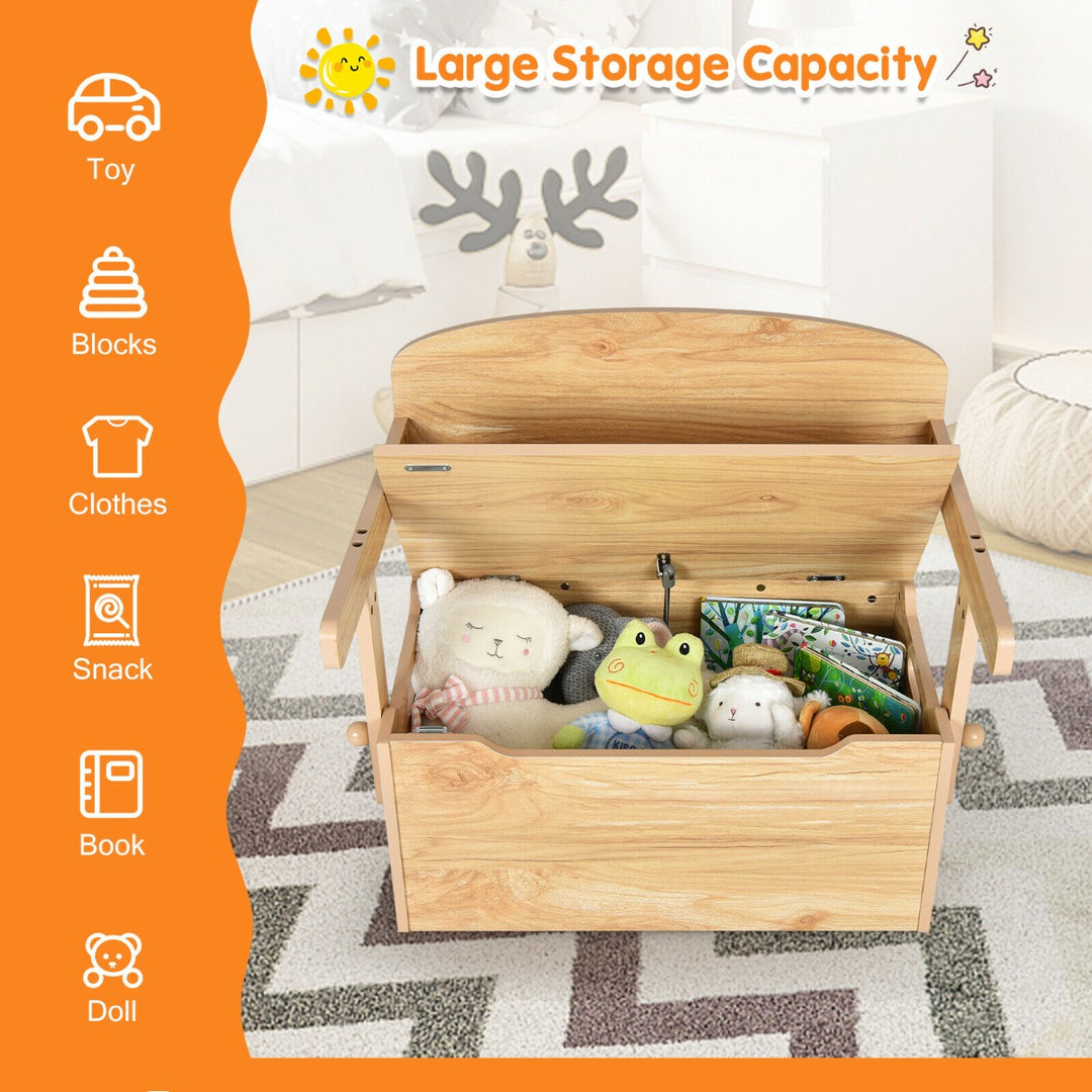 3-in-1 Kids Table and Chair Set with Toy Storage Box-Natural