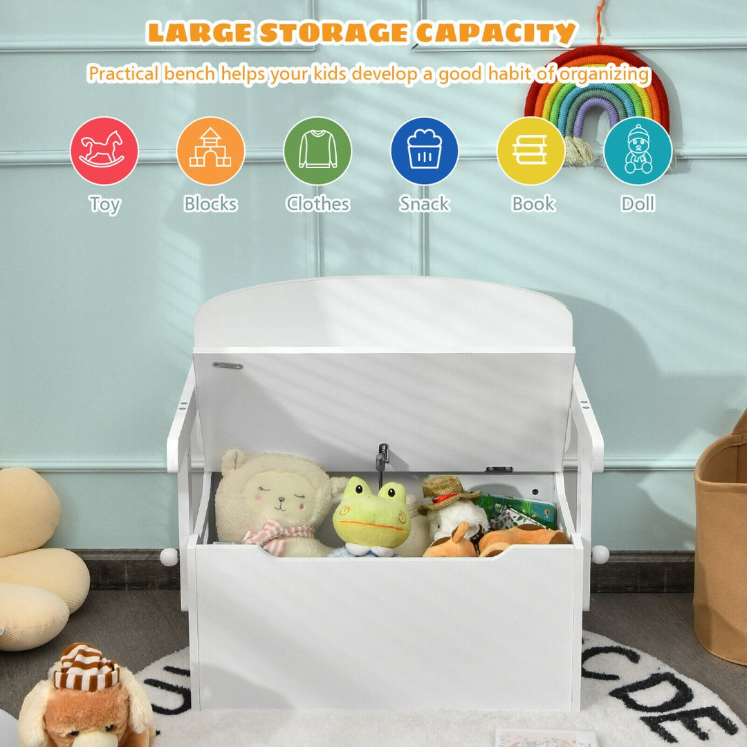 3-in-1 Kids Table and Chair Set with Toy Storage Box-White