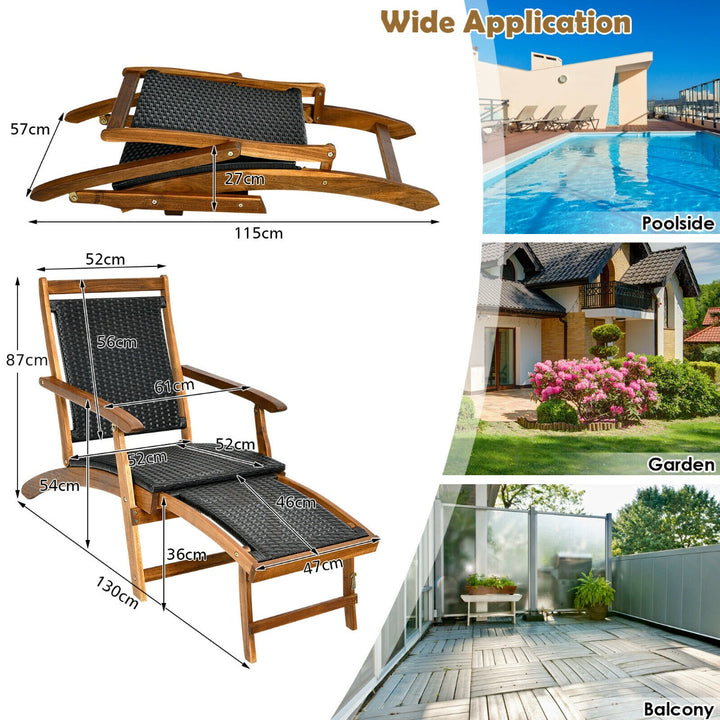 Folding Deck Reclining Chair with Retractable Footrest