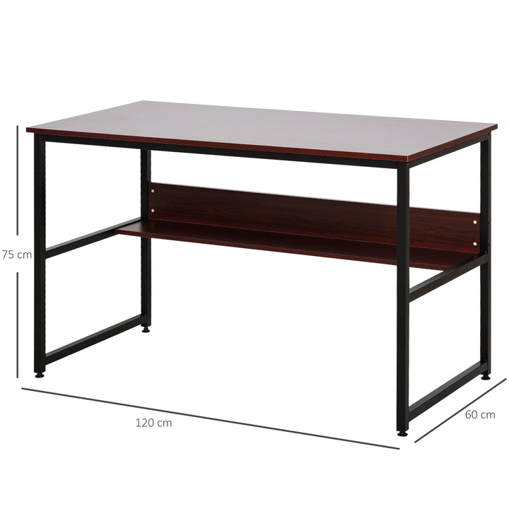 Computer Desk w/Storage Shelf Adjustable Feet Metal Frame Home Office Laptop Study Writing Workstation Table Brown