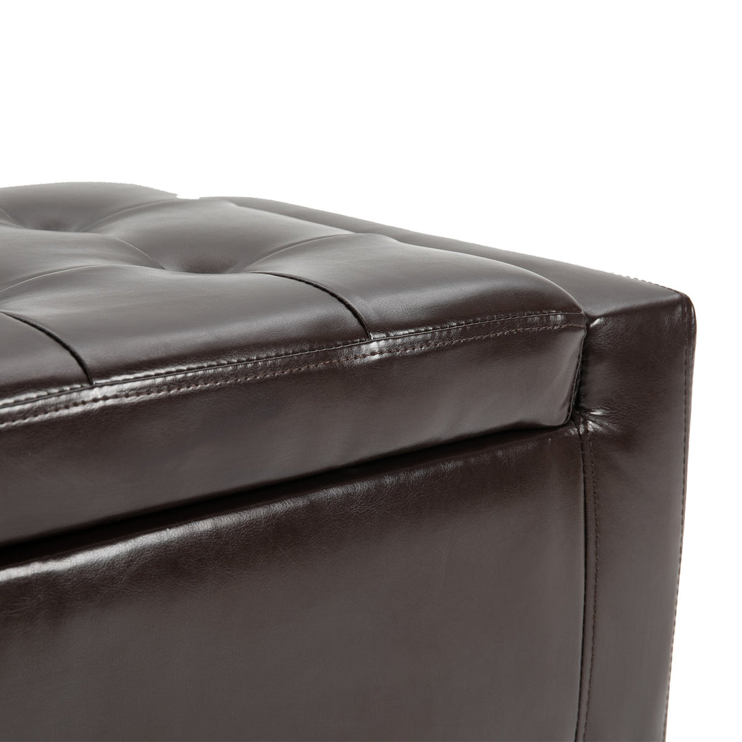 HOMCOM PU Leather Upholstered Lift-Top Tufted Ottoman Brown