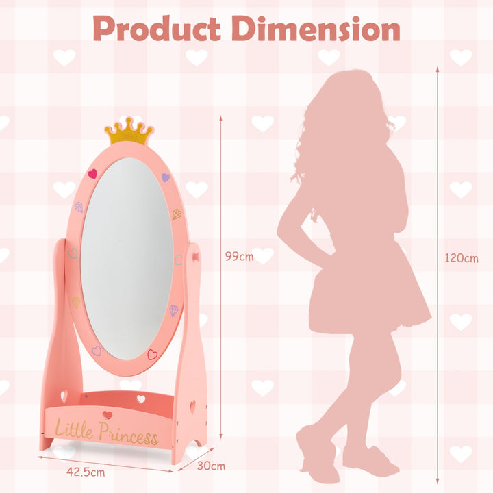 360 Degree Rotatable Free Standing Full Length Mirror for Kids