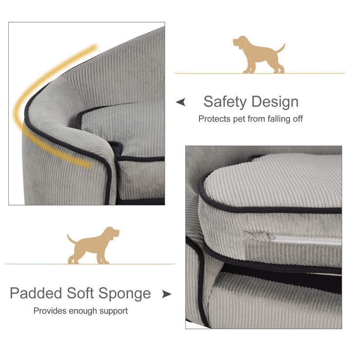 Pet Sofa, with Cushion, Removable Cover, for Small Dogs, Cats - Grey