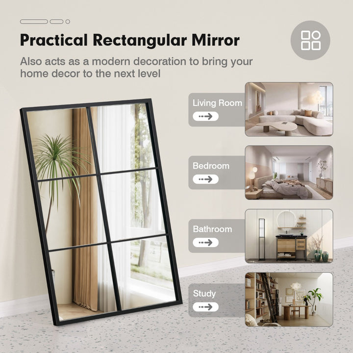 Large Rectangle Metal Frame Wall Mirror