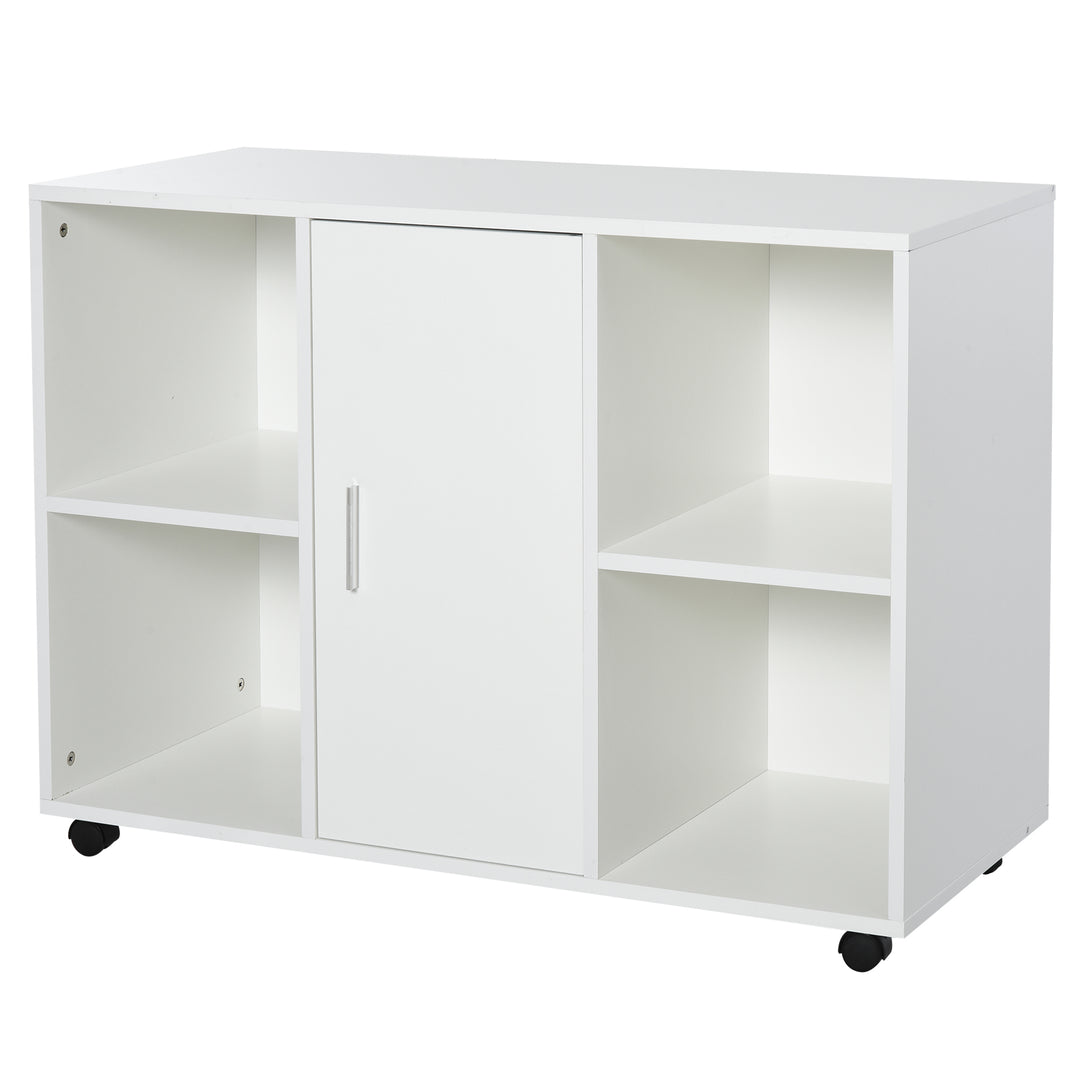 Vinsetto Printer Stand With 360 Degree Casters Multifunctional Office Cabinet Mobile File Cabinet E1 Particle Board White