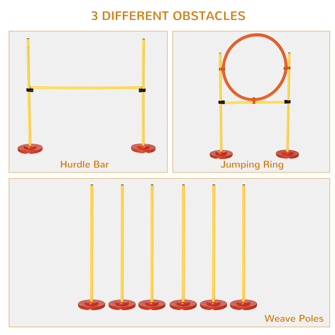 PawHut Dogs Plastic 3-Course Agility Set Yellow