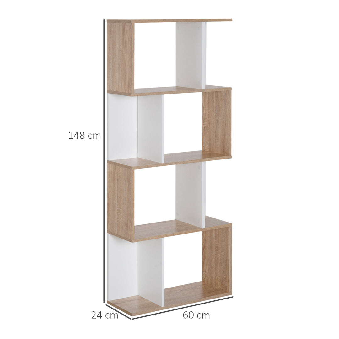 Particle Board 4-tier Storage Display Shelving Bookcase Unit Divider S Shape design Divider Unit