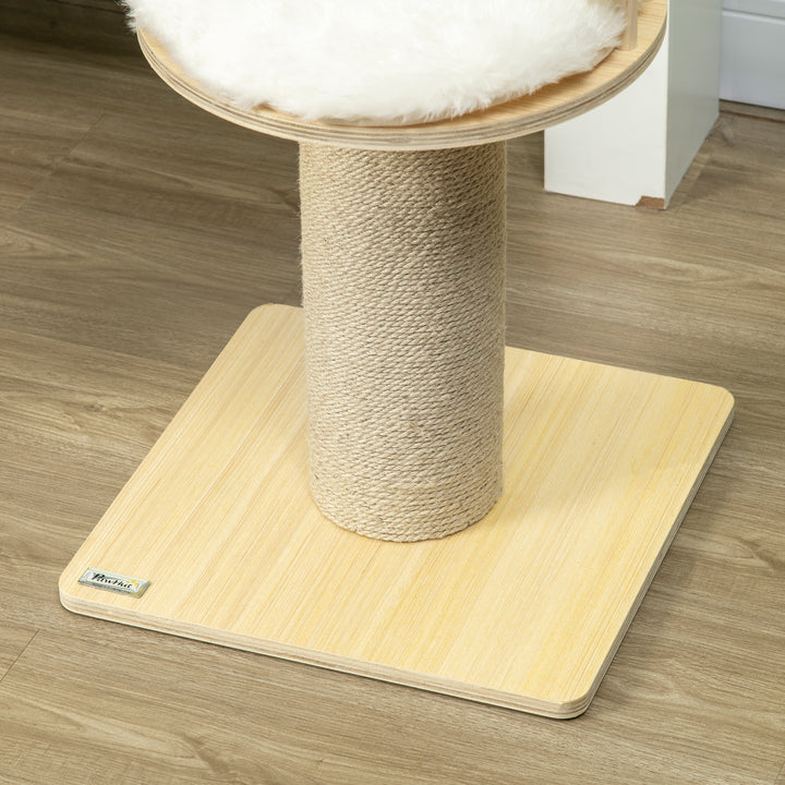 PawHut 52cm Cat Tree, Kitty Activity Center with Cat Bed, Cat Tower with Bold Jute Scratching Post, Natural