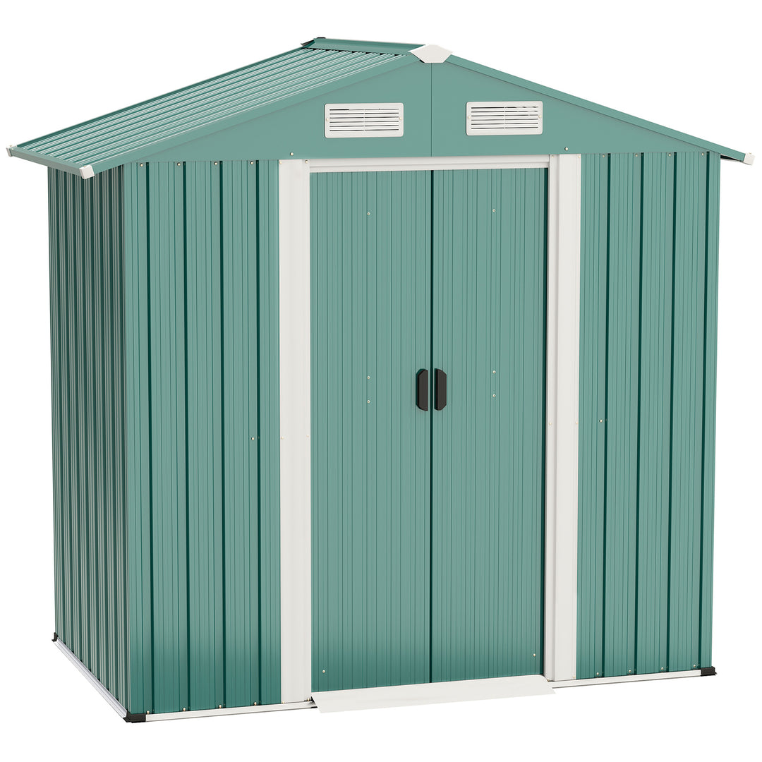 Outsunny 6ft x 3.2ft Garden Metal Storage Shed w/ Double Sliding Door and Air Vents, Tool Storage for Backyard Patio Lawn, Green