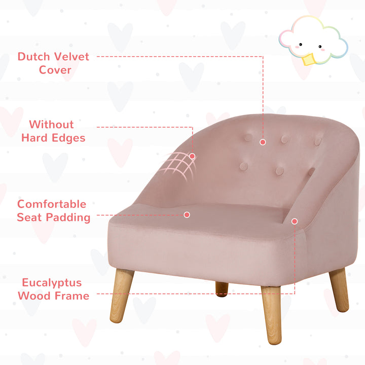 Toddler Chair, 2pcs Kids Sofa Set, Sofa &amp; Ottoman for Bedroom, Playroom, Boys and Girls, 3-5 years old, Pink