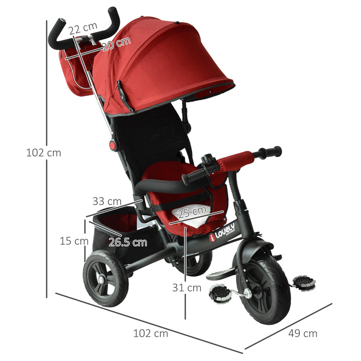 Baby Ride on Tricycle W/Canopy-Red