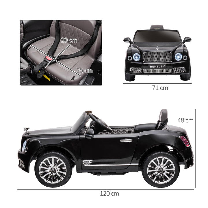 Kids Electric Ride On Car with Parent Remote, 12V Battery Powered Toy Car with Music Horn Lights MP3 Suspension Wheels for 37-72 Months, Black