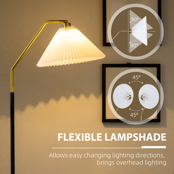 Floor Lamps for Living Room Bedroom with Adjustable Pleated Lampshade, Modern Standing Lamp, 55x37x162cm, White