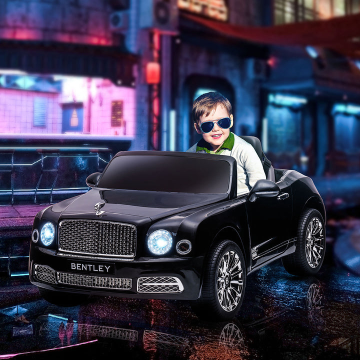Kids Electric Ride On Car with Parent Remote, 12V Battery Powered Toy Car with Music Horn Lights MP3 Suspension Wheels for 37-72 Months, Black
