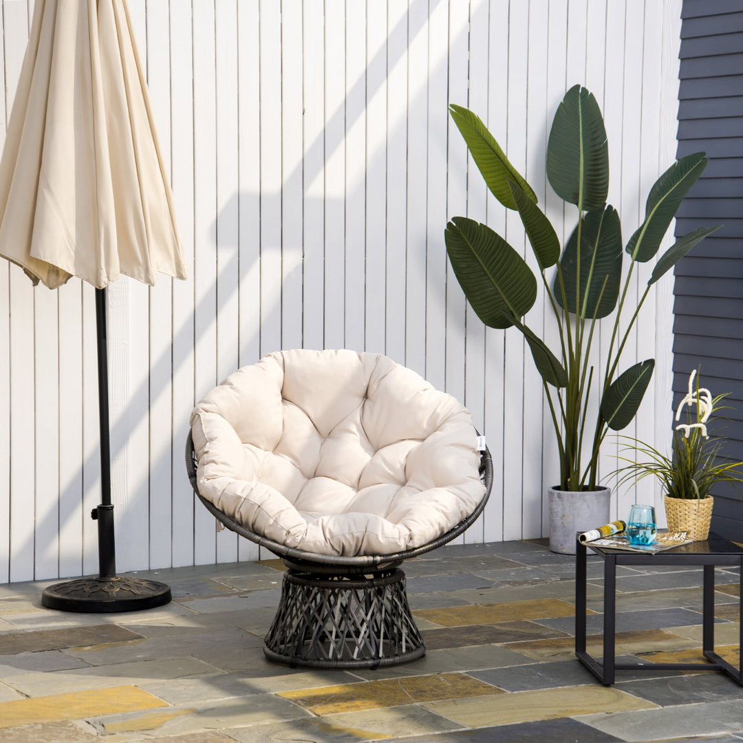 360° Swivel Rattan Chair Outdoor Wicker Chairs w/ Padded Cushion