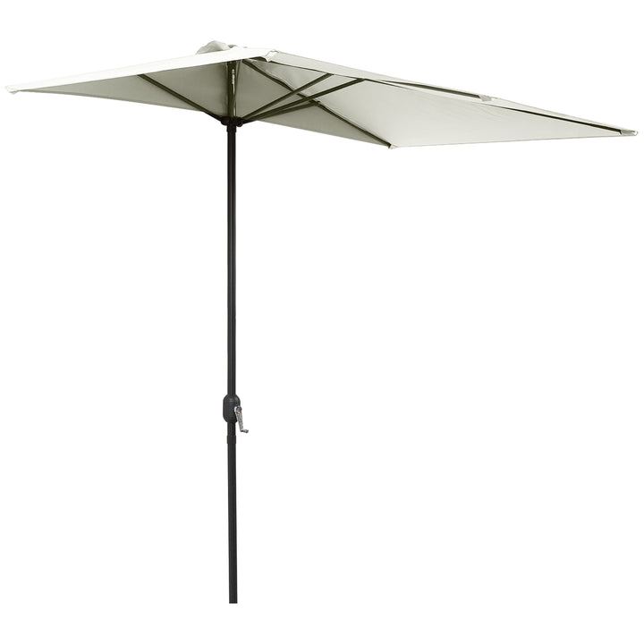 Balcony Half Parasol Semi Round Umbrella Patio Crank Handle (2.3m, Beige)- NO BASE INCLUDED