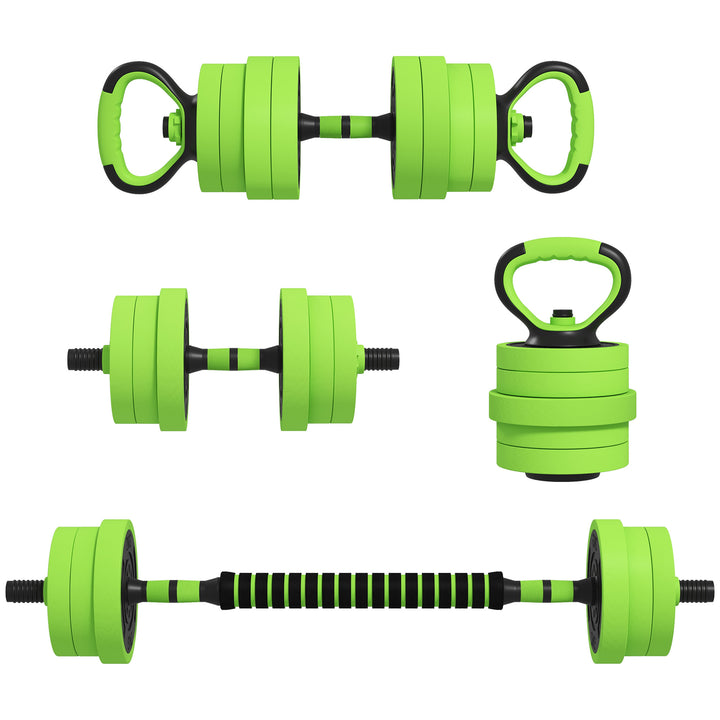 4-in-1 Adjustable Weight Dumbbells Set, Used as Barbell, Kettlebell, Push up Stand, Free Weights Set for Home Gym Training, 20KG