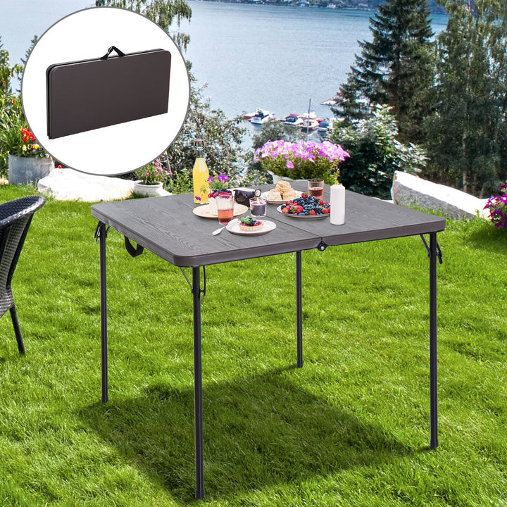 Folding Camping Table for Outdoor Events Garden Camping BBQ Party, 86Lx86Wx71.5H cm-Black/Brown