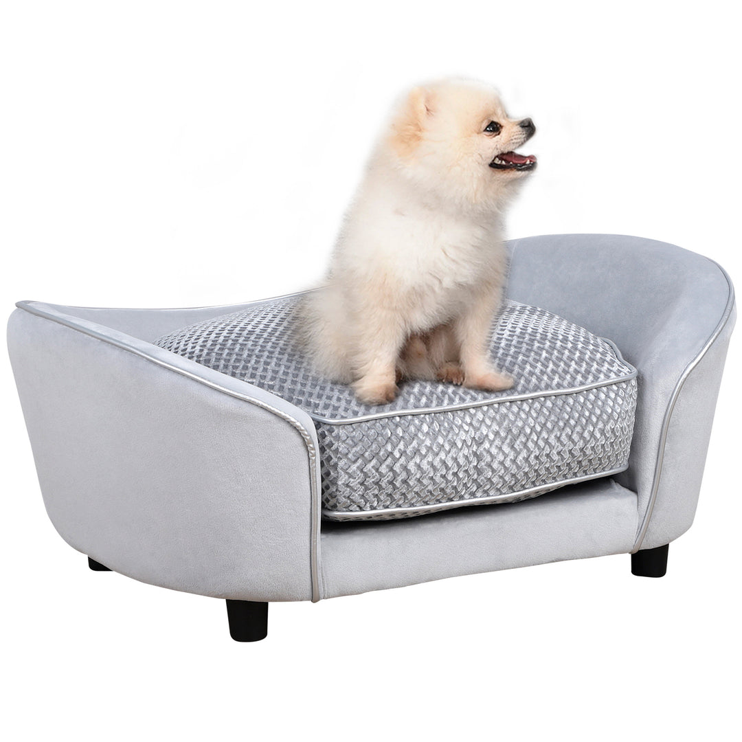 PawHut Pet Sofa, Dog Bed, with Removable Padded Cushion, for Miniature and Small Dogs - Grey