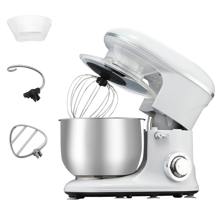 Stand Mixer with 6 Speeds and Pulse Setting, 1200W 5.5L Tilt Head Electric Cake Mixer with Stainless Bowl, Beater, Dough Hook and Whisk, Silver