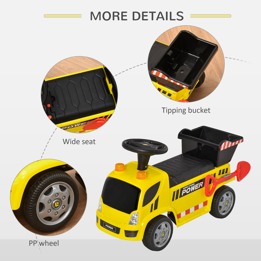 2-in-1 Ride On Car Truck Walker Kids with Tipping Bucket &amp; Shovel Foot To Floor Slider Stroller Toddler Steering Wheel for Baby 18 - 36 Months