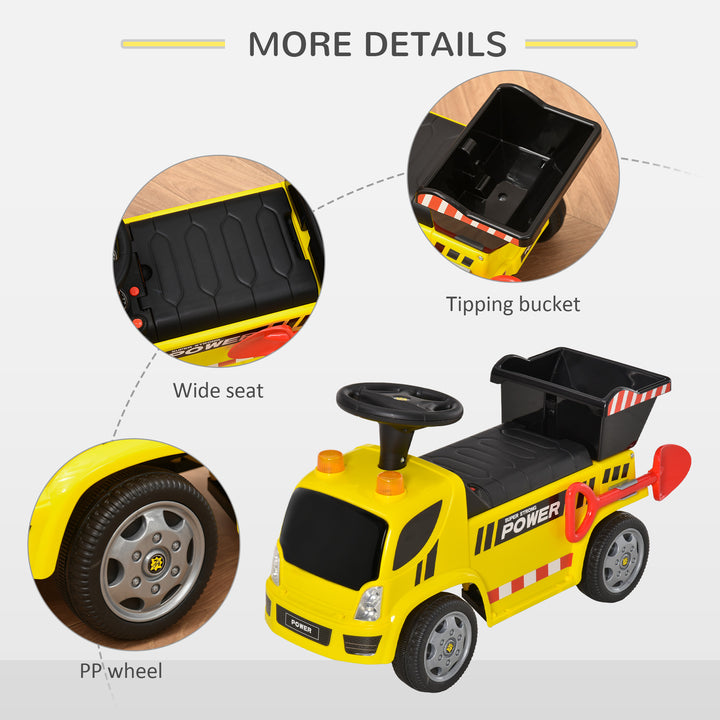 2-in-1 Ride On Car Truck Walker Kids with Tipping Bucket &amp; Shovel Foot To Floor Slider Stroller Toddler Steering Wheel for Baby 18 - 36 Months