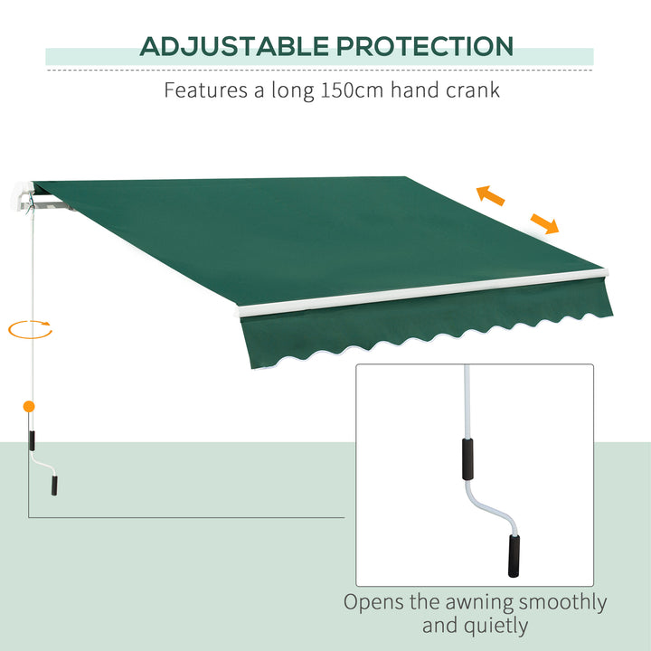 Awnings for Patio Awning Canopy Shelter Garden Sun Shade UV Blocker Light Weight Aluminium Frame w/ Hand Crank 3 x 2m Green