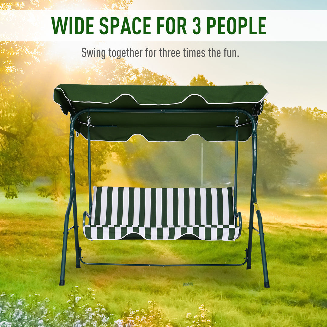 Steel 3-Seater Swing Chair w/ Canopy Green