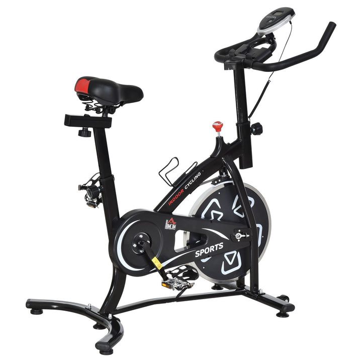 HOMCOM Steel Stationary Bike 8-Level Belt Driven Exercise Bike w/ LCD Monitor Black