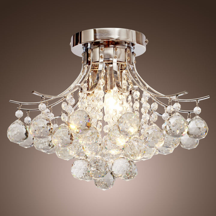 3 Lights Mordern Style Ceiling Chandelier Pendant Crystal Light w/ Transparent K9 Crystal Droplets D40 X 28H (CM)
