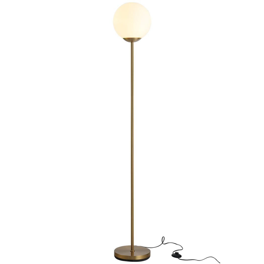 171cm Glass Globe Floor Lamp Metal Frame Sphere Light Pedal Switch Home Office Living Room Modern Unique Standing Beautiful Furnishing - Gold