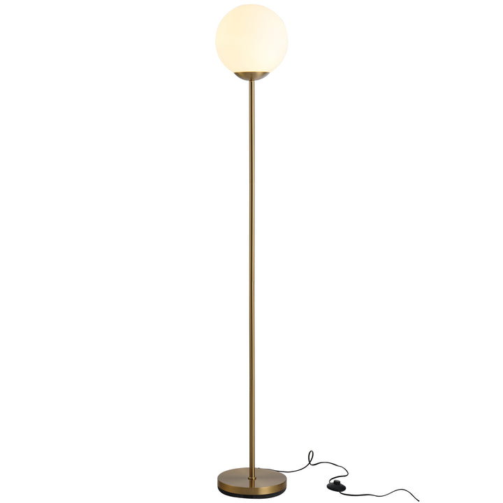 171cm Glass Globe Floor Lamp Metal Frame Sphere Light Pedal Switch Home Office Living Room Modern Unique Standing Beautiful Furnishing - Gold