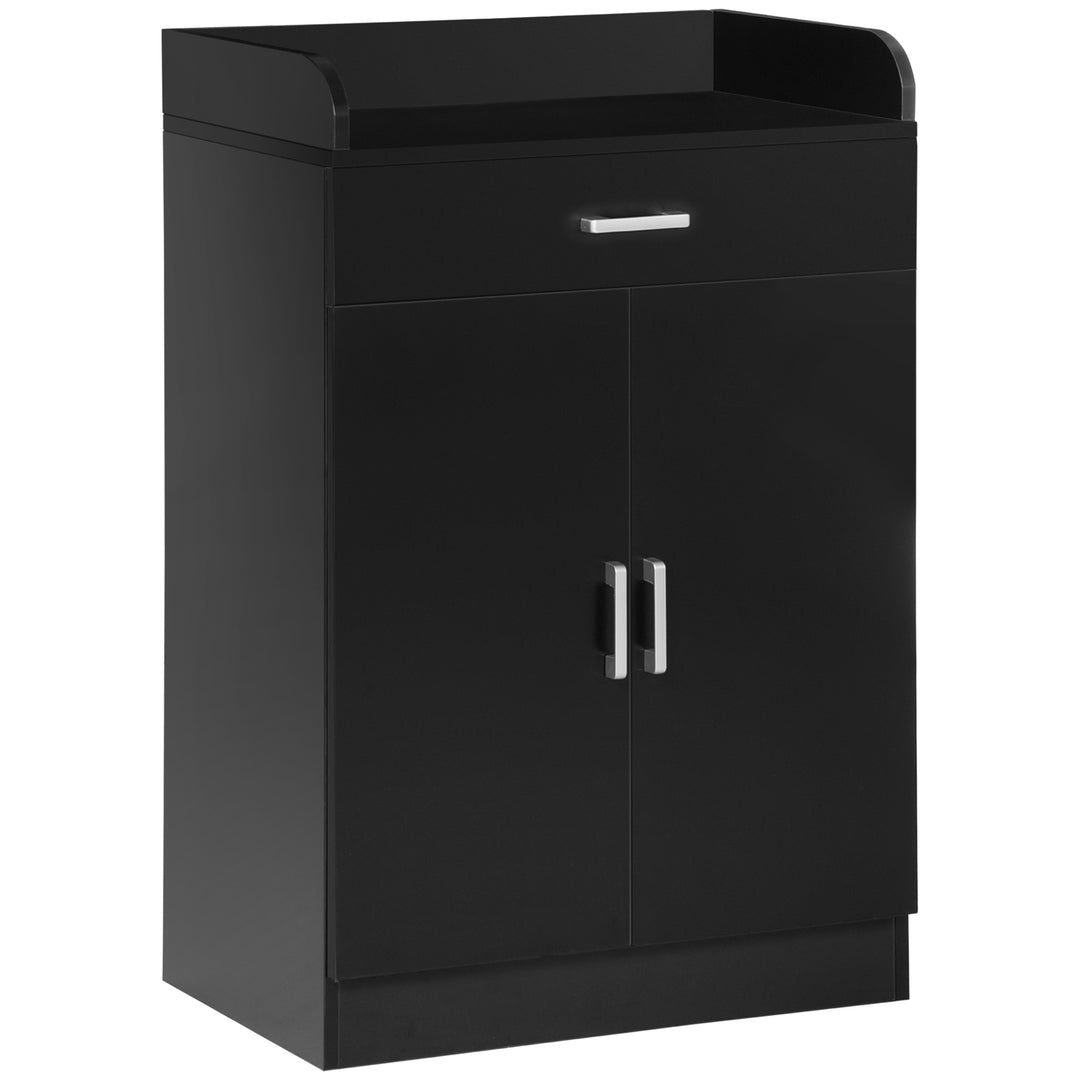 Modern Storage Cabinet, Small Floor Cupboard with Drawer and Adjustable Shelf for Kitchen, Living Room, Bedroom, Hallway, Black