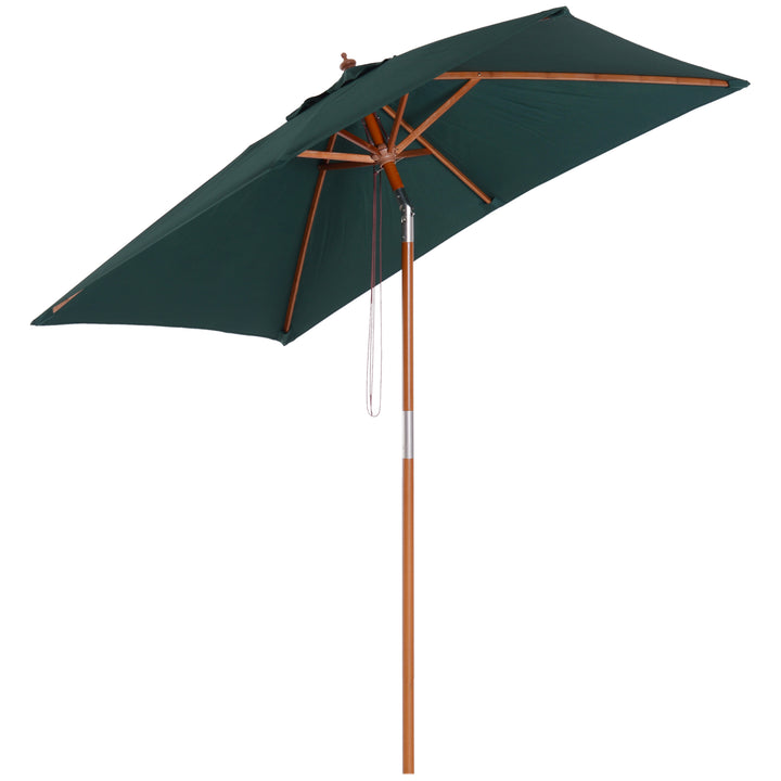 Garden Umbrella Patio Umbrella Market Parasol Outdoor Sunshade 6 Ribs with Wood and Bamboo Frame Brown Green