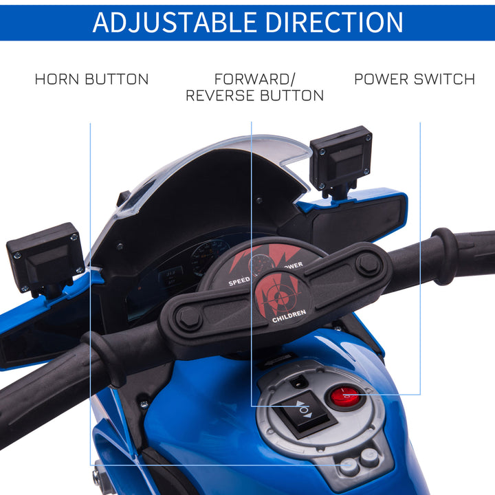 Kids 6V Electric Ride On Motorcycle Police Car Toy for 18 - 36 months Blue